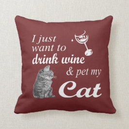 Dricka vin & dalta min katt kudde