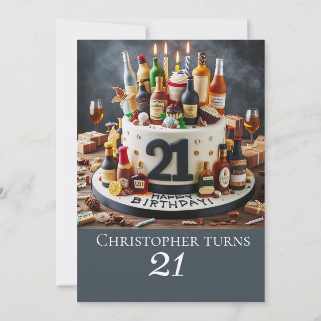DRICKAGE BIRTHDAY CAKE, 21:a FIRANDE Inbjudningar (Baksida)