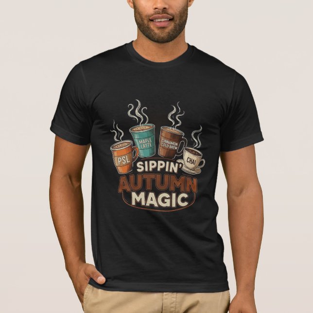 Drickande Autumn Magic Kaffe & Teutval T Shirt (Framsida)