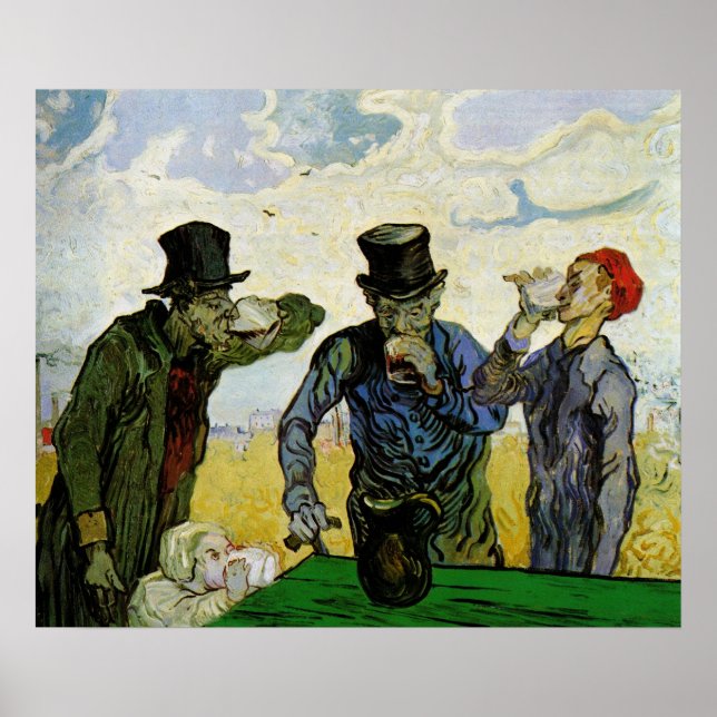 Drickande bönder av Vincent van Gogh Poster (Framsidan)