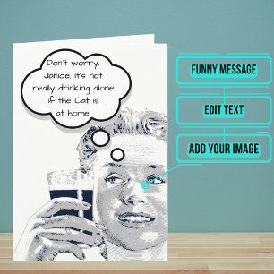 Drickande Ensam Funny Vintage Birthday Kort