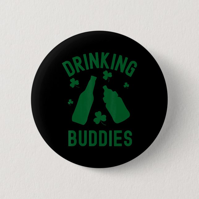 Drickande kompisar St Patrick's Day Shamrock Öl Pa Knapp (Framsida)