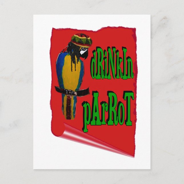 Drickande papegoja vykort (Framsida)