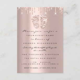 Drickar Glitter Baby Shower Feet Ro Girl Boy Inbjudningar