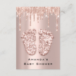 Drickar Glitter Baby Shower Feet Ro Girl Boy Inbjudningar