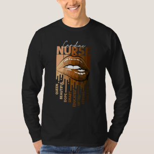 Drickar Läppar Afro Black Cardiac Nurse Queen Nurs T Shirt