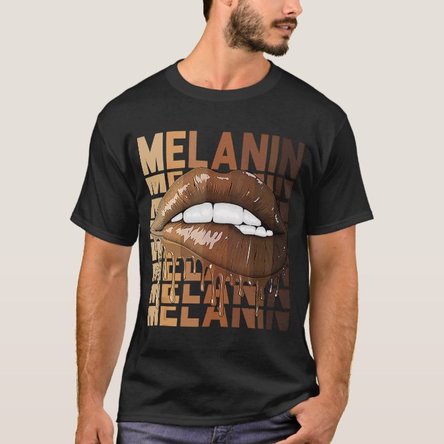 Drickar Läppar Black History Queen BHM Melanin T Shirt (Framsida)