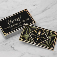 Drickbiljett Gold Art Deco Gratis dryck kupong