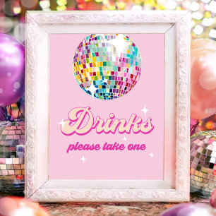 Drickbord Disco Boll Retro Groovy Födelsedag Poster