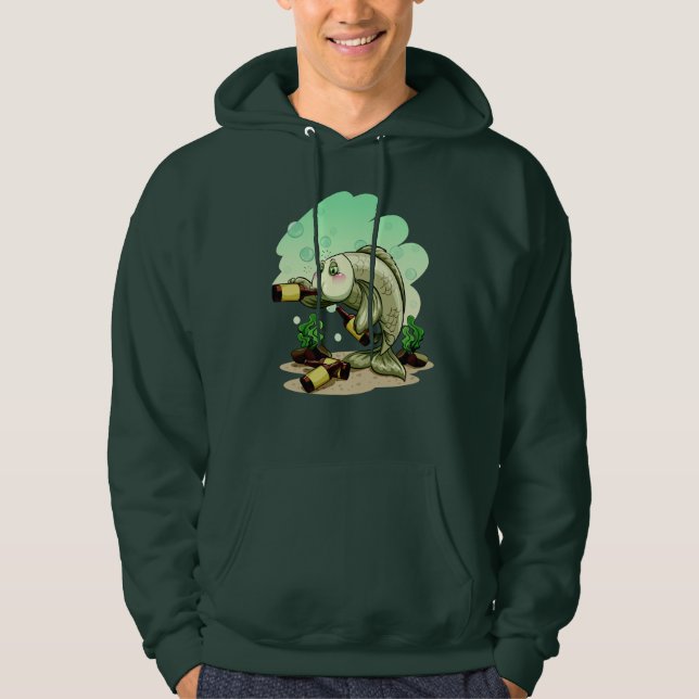 Dricker fisk-tröjor & jackor sweatshirt (Framsida)