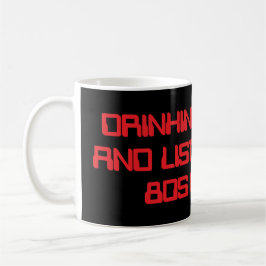 Dricker kaffe och lyssnar på 80-talsmusik kaffemugg