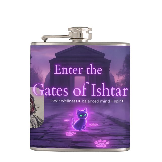 Drickflaska 'Enter the Gates of Ishtar' Fickplunta (Framsidan)