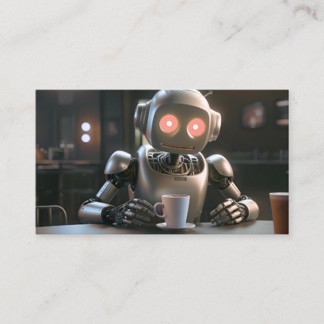 Drickkaffe med robot lojalitetskort (Framsida)