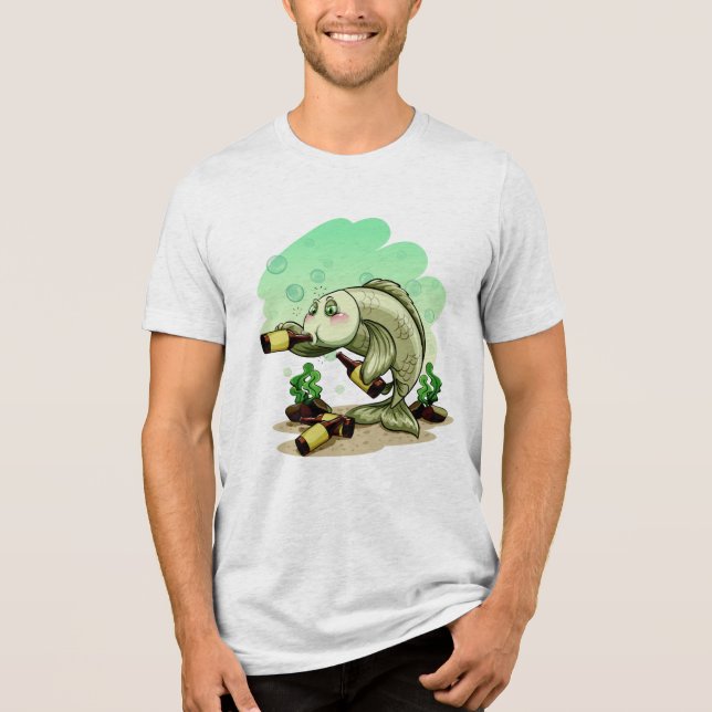Drickning av fiskskjortor och jacka tee shirt (Framsida)