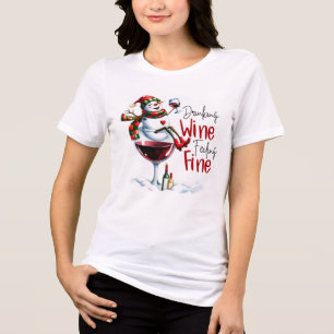 Drickning av vin, bra Snögubbe Drickning av Vin T Shirt