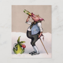 Drickning av vintage Gris Vykort