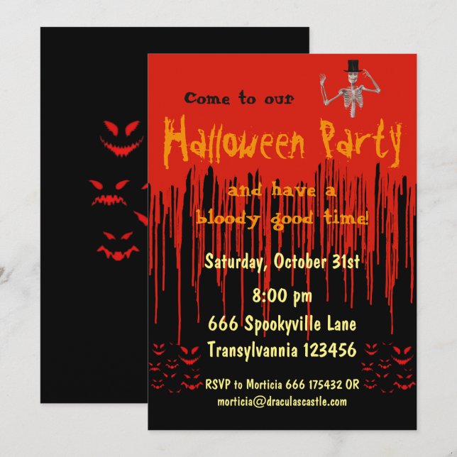 Drickning Blood Halloween Inbjudningar (Fram/baksida)