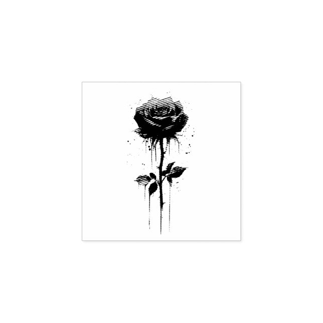 Drickning Blood Ro: Gothic Blommigt Art Stämpel (Tryck)