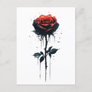 Drickning Blood Ro: Gothic Blommigt Art Vykort