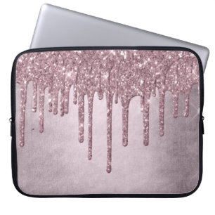 Drickning Girly Glitter   Dusty Mauve Rosa Shimmer Laptop Fodral