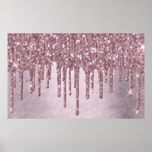 Drickning Girly Glitter Dusty Mauve Rosa Shimmer Poster