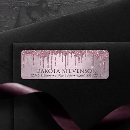 Drickning Girly Glitter | Dusty Mauve Rosa Shimmer Returadress Etikett