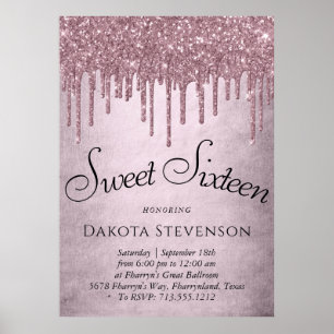 Drickning Girly Glitter Dusty Mauve Rosa Sweet 1 Poster