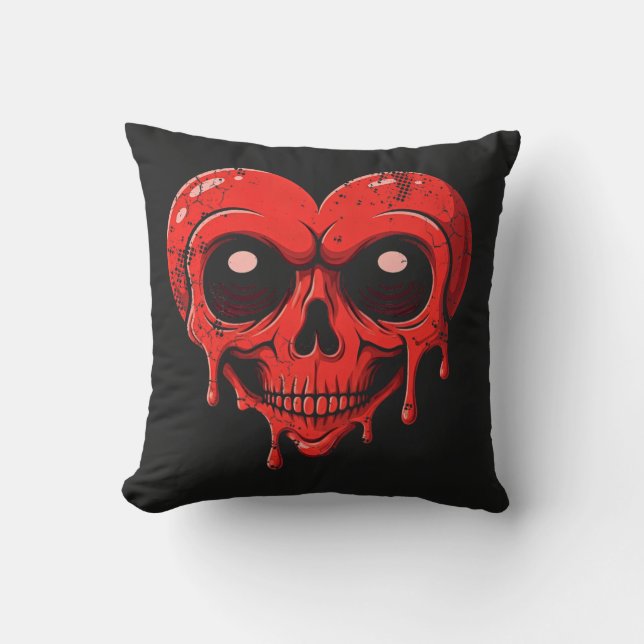 Drickning Heart Skull - Gothic Valentines Day Art Kudde (Framsida)