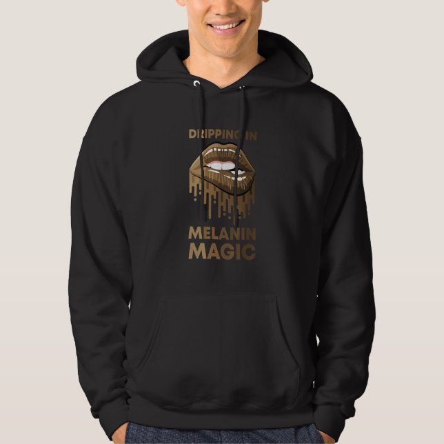 Drickning i Melanin Magic Black Pride Läppar Afric Hoodie (Framsida)