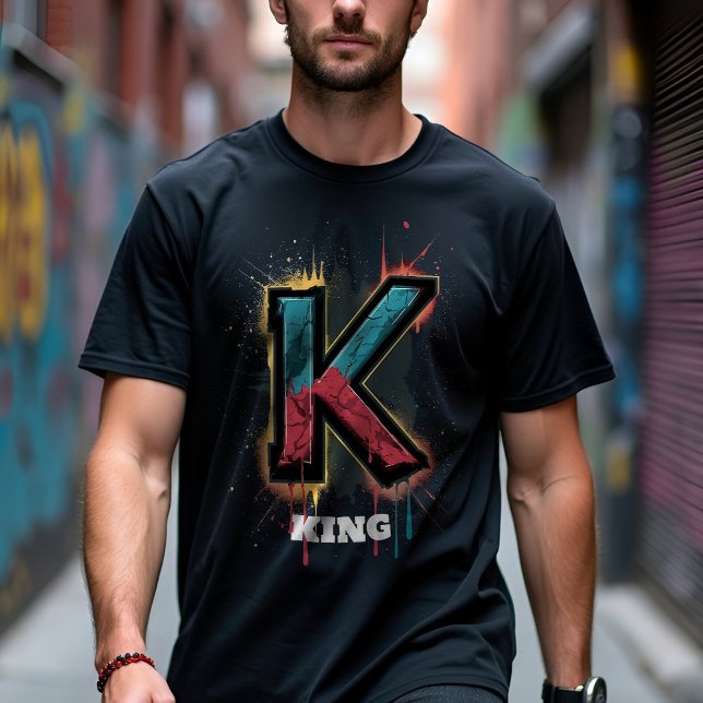 Drickning K: Anpassadet Graffiti med ett Brev. T Shirt (Skapare uppladdad)