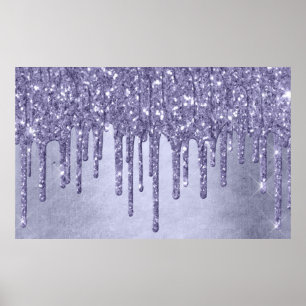 Drickning Lila Glitter Chic Lavender Icing Pour Poster
