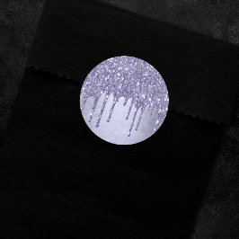 Drickning Lila Glitter | Chic Lavender Icing Pour Runt Klistermärke