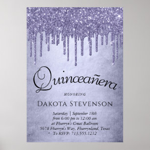 Drickning Lila Glitter Lavender Quinceanera Poster