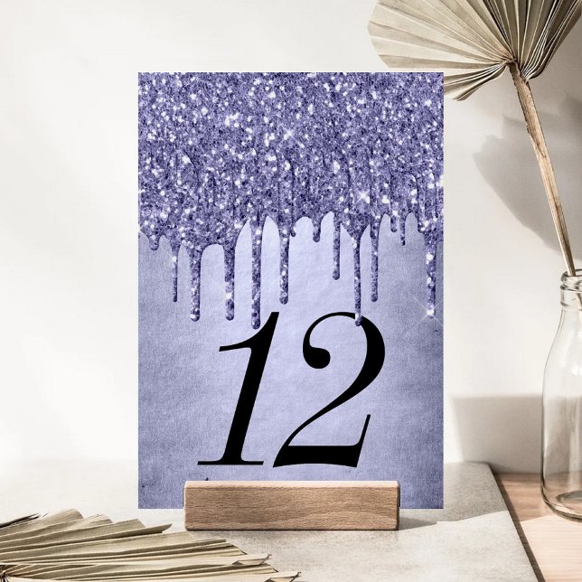 Drickning Lila Glitter | Lavender Sweet sixteen Bordsnummer (Skapare uppladdad)