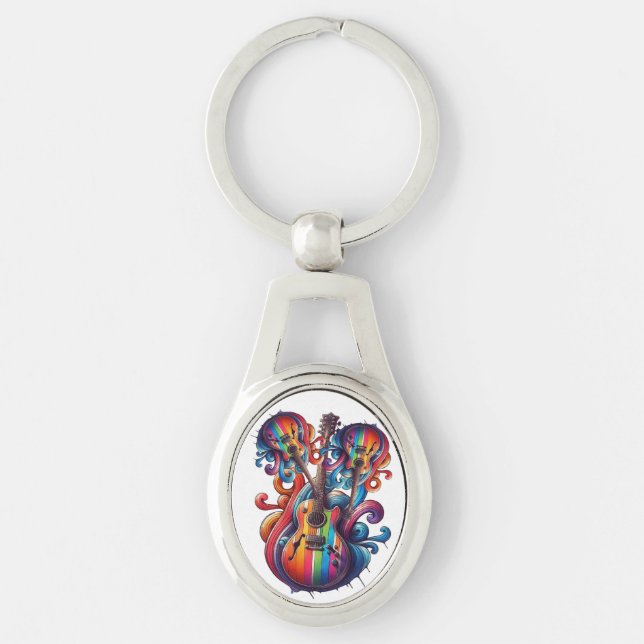 Drickning Ljud Ovalt Silverfärgad Nyckelring (Framsidan)