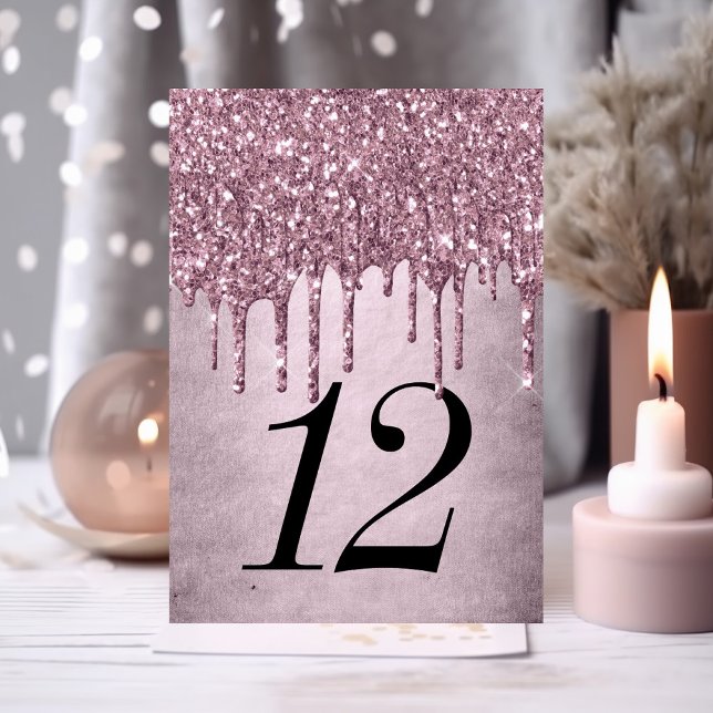 Drickning Mauve Glitter | Dusty Rosa Sweet sixteen Bordsnummer (Skapare uppladdad)