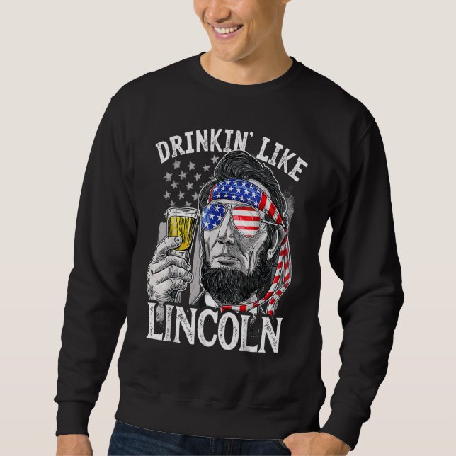 Drickning som Lincoln 4:e juli Manar Abraham Meri Lång Ärmad Tröja (Framsida)