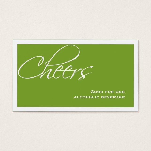 Dricksbiljett för anpassat evenemang för grönt brö visitkort (Framsidan)