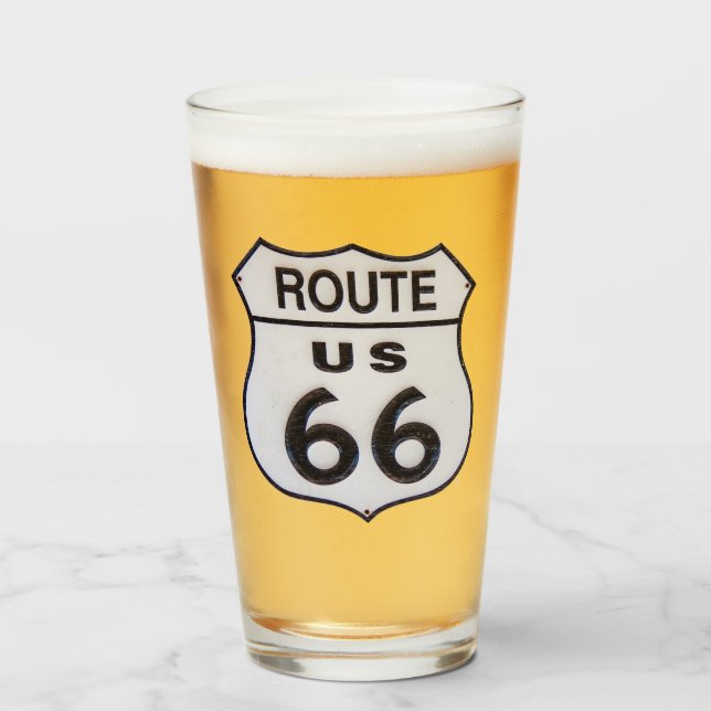 Dricksglas för Pint-dricksvatten, USA-rutt 66 Glaskopp (Framsida fylld)
