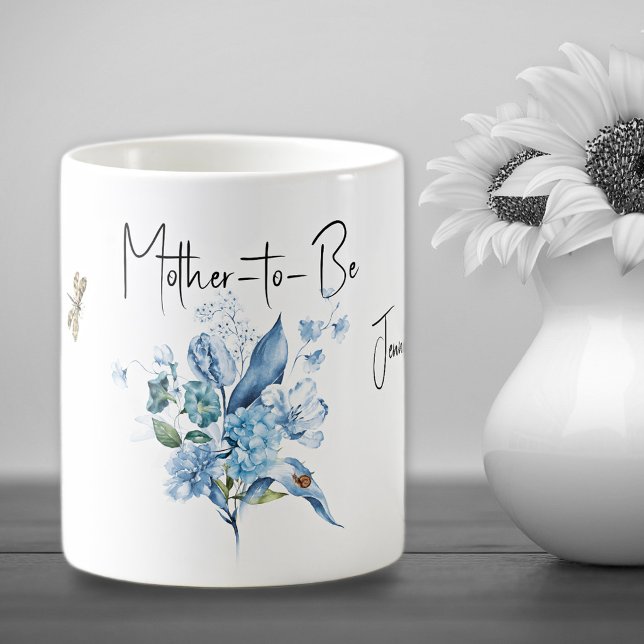 Drickskopp Blivande Mamma Skuggad Blå Bukett Kaffemugg (Skapare uppladdad)