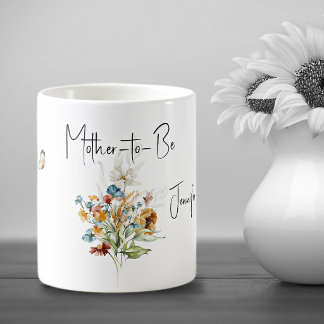 Drickskopp för blivande mamma med färgglada blommo kaffemugg