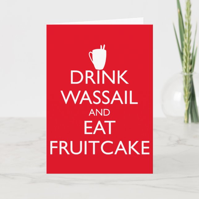DRICKSVASSAL OCH MAT FRUITCAKE-INSTÄLLNINGSKort Helgkort (Framsida)