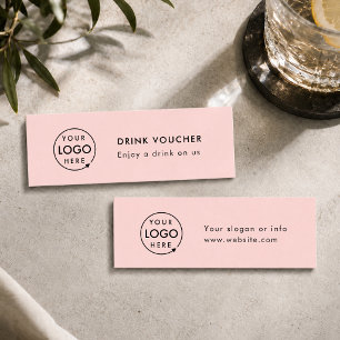 Dricksvoucher Rosa företagsfestlogotypkort Mini Visitkort