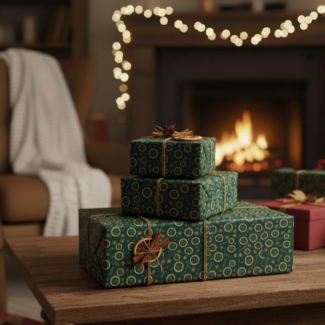 Dried Citrus & Gold Pattern Wrapping Paper Presentpapper (Skapare uppladdad)