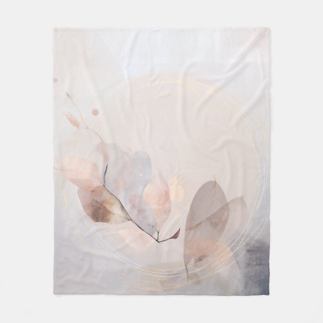 Dried Eucalyptus Leaves Gold Circle Minimal Art Fleecefilt (Framsidan)