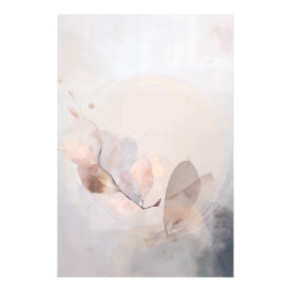 Dried Eucalyptus Leaves Gold Circle Minimal Art Fototryck