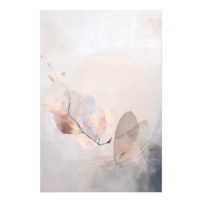 Dried Eucalyptus Leaves Gold Circle Minimal Art Fototryck (Framsidan)