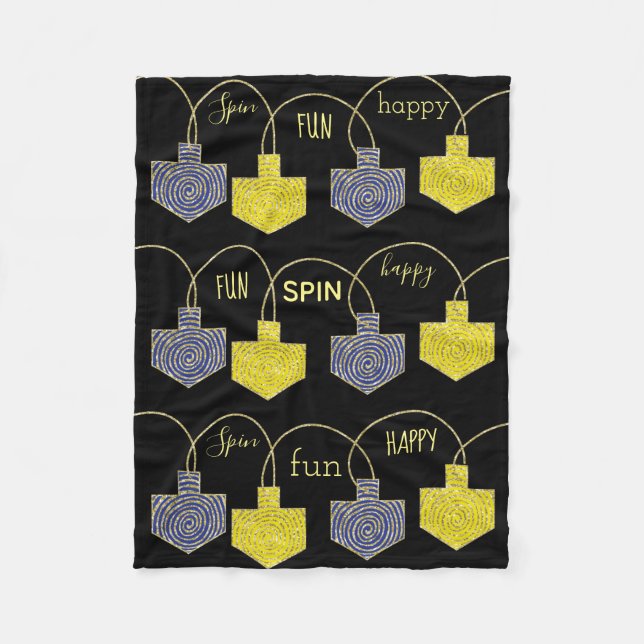 Driedel Roligt Hanukkah Fleece Blanket (Framsidan)