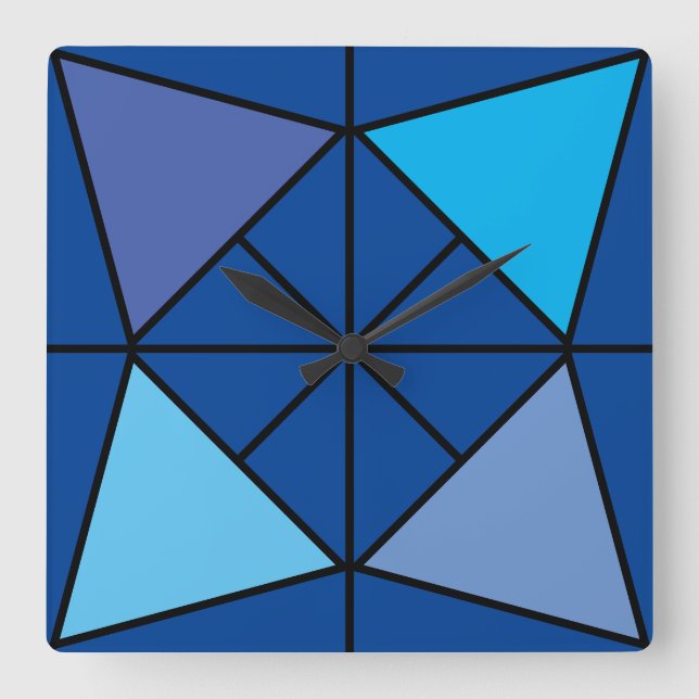 Driehoek blauw fyrkantig klocka (Framsida)