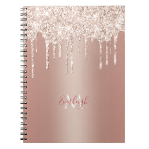 Drift av lyxolja Ro Guld Glitter med Namn/Monogram Anteckningsbok